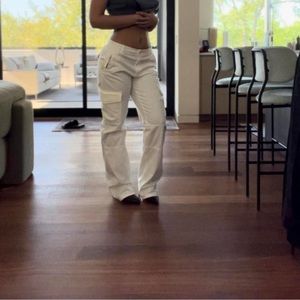 ZARA- STRAIGHT CARGO PANTS | 29 (US 8) | OYSTER WHITE